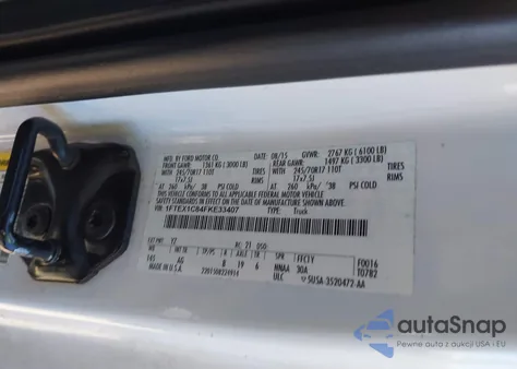 2015 Ford F-150 Xl from USA, damaged, VIN 1FTEX1C84FKE33407